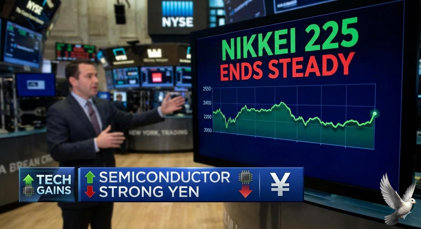 Nikkei Ends Steady as Tech Gains Offset Strong Yen Impact