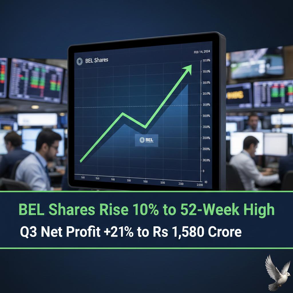 BEL Shares Rise 10% to 52-Week High as Q3 Net Profit Grows 21% to Rs 1,580 Crore