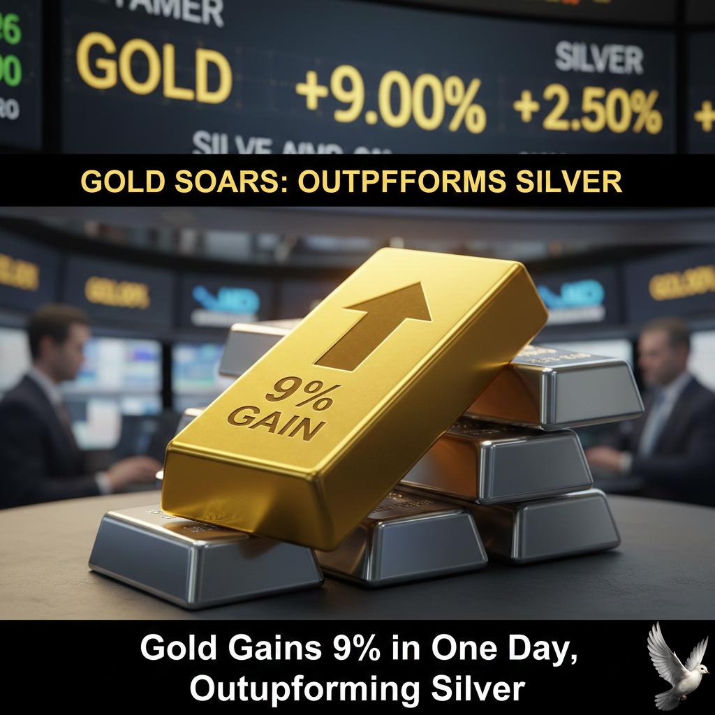 Gold Gains 9% in One Day, Outperforming Silver