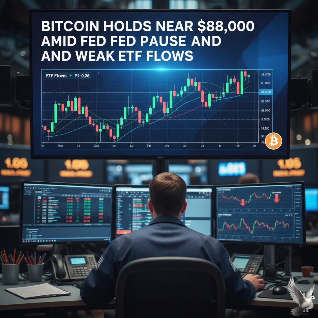 Bitcoin Holds Near $88,000 Amid Fed Pause and Weak ETF Flows