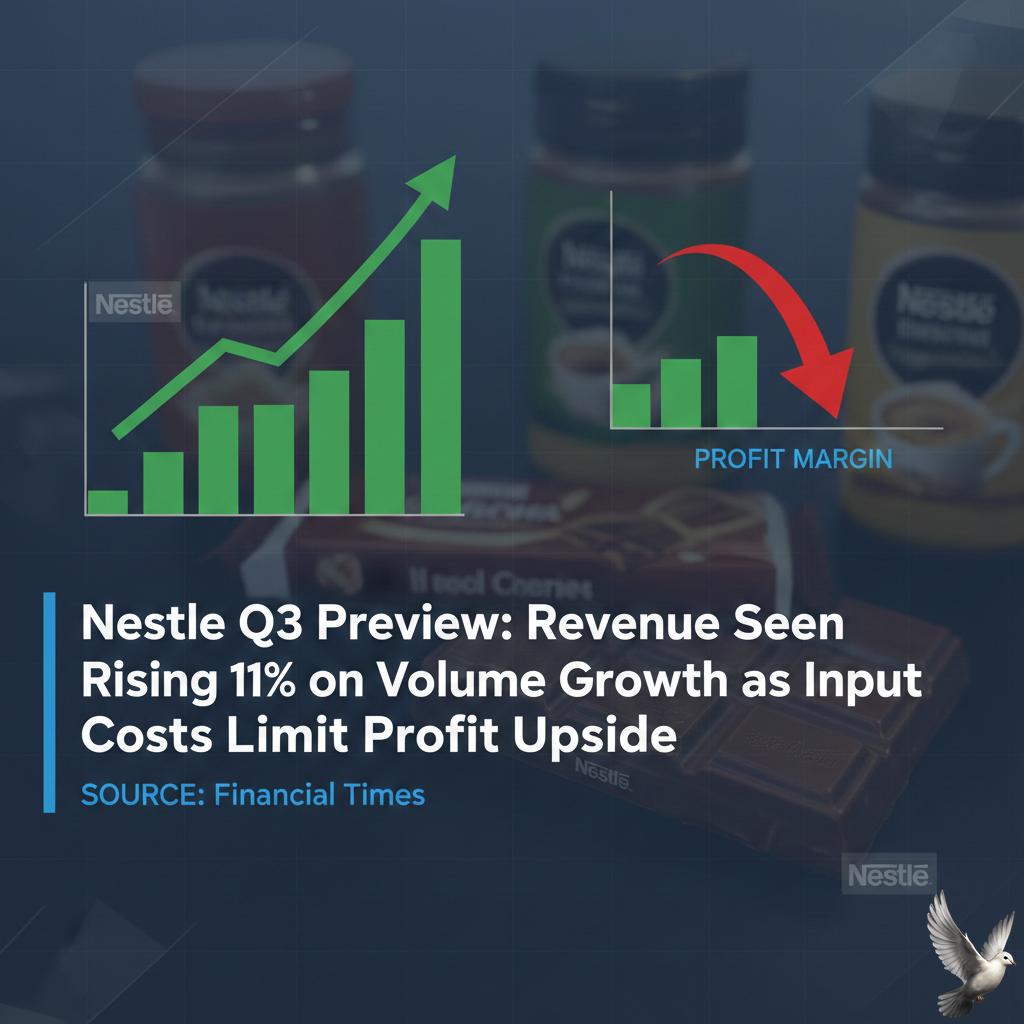 Nestle Q3 Preview: Revenue Seen Rising 11% on Volume Growth as Input Costs Limit Profit Upside