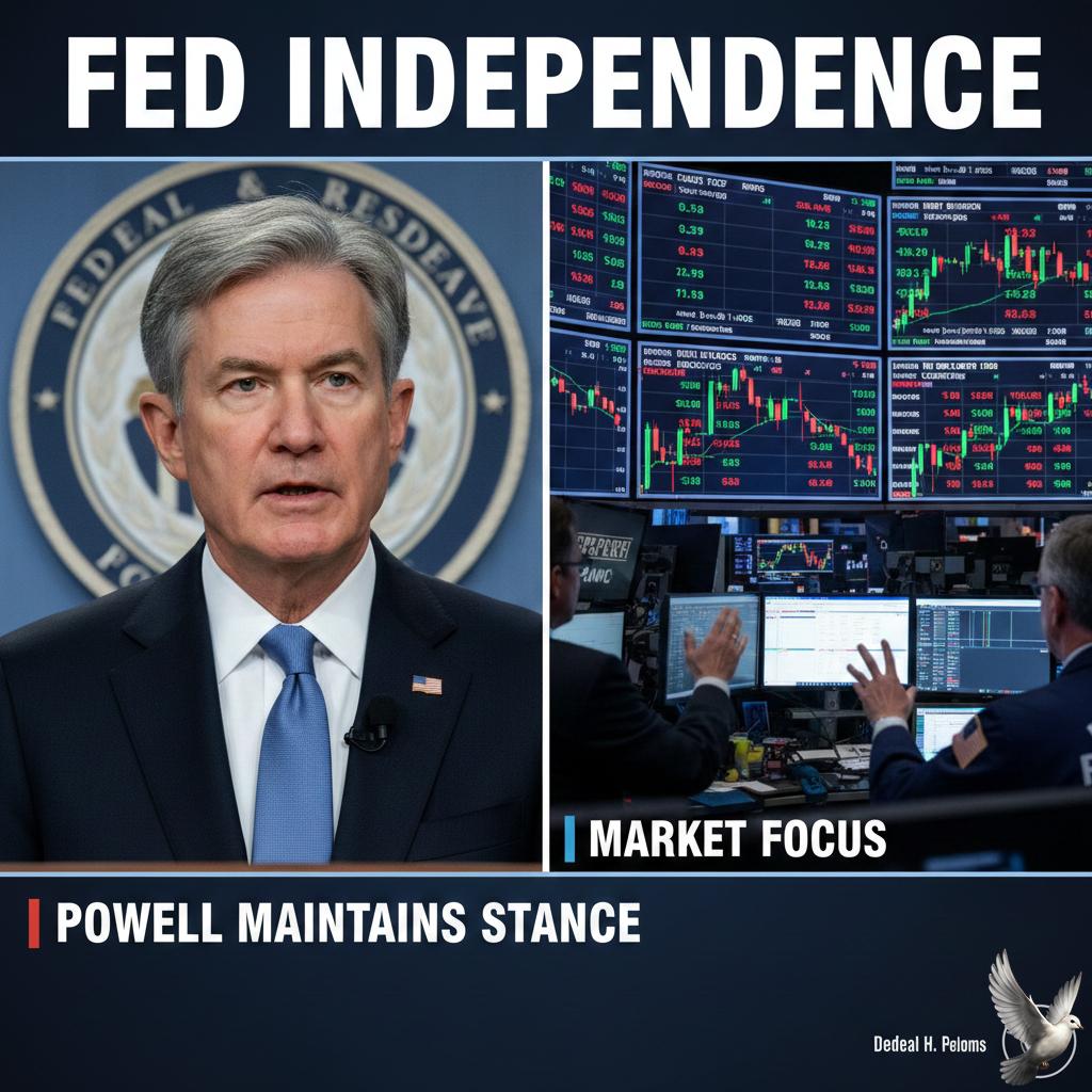 Powell Maintains Stance Amid Market Focus on Fed Independence
