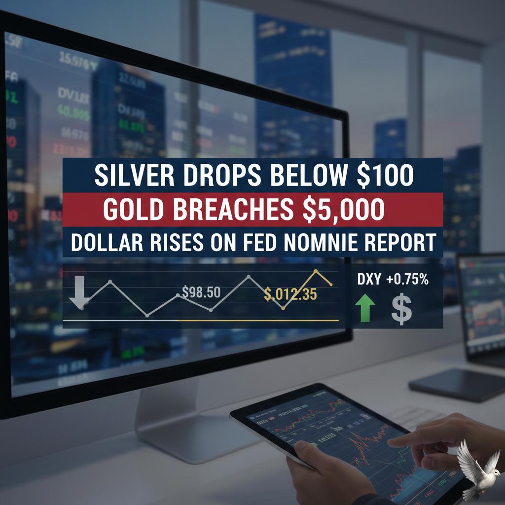 Silver Drops Below $100, Gold Breaches $5,000 as Dollar Rises on Fed Nominee Report
