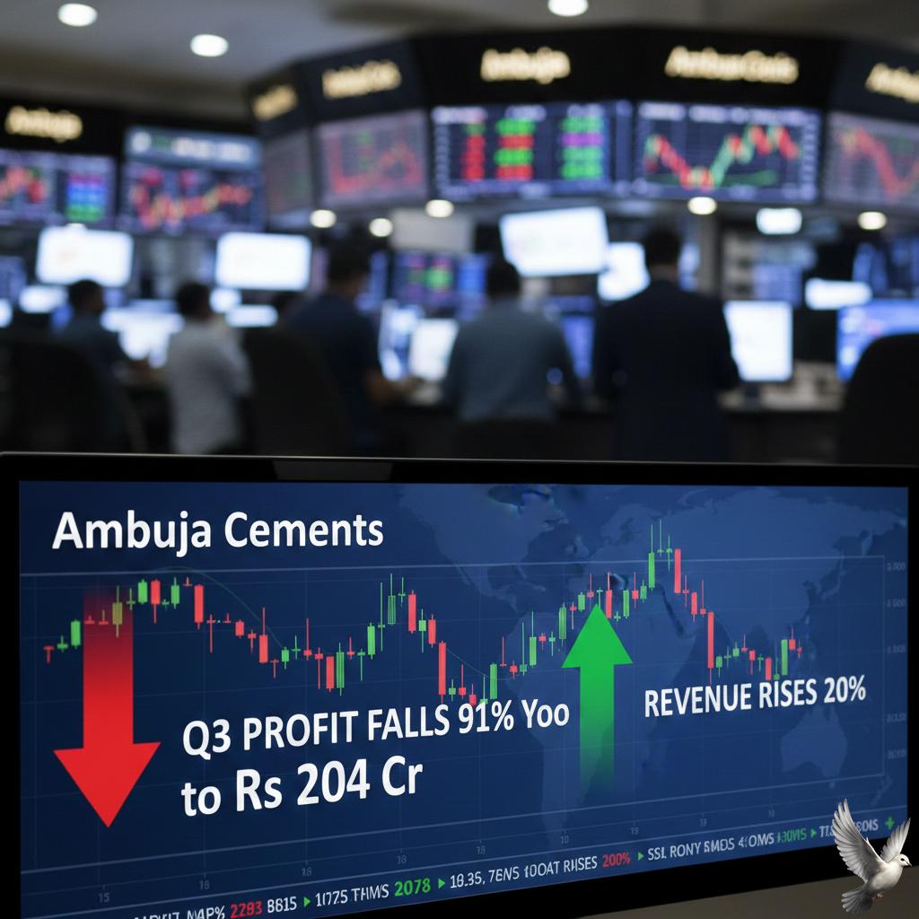 Ambuja Cements Q3 Profit Falls 91% YoY to Rs 204 Crore, Revenue Rises 20%