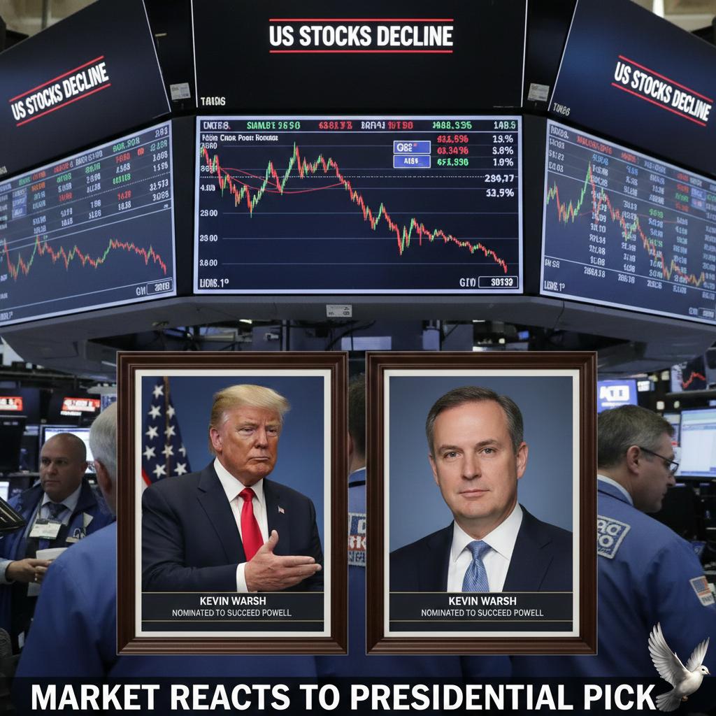 US Stocks Decline as Trump Nominates Warsh to Succeed Powell
