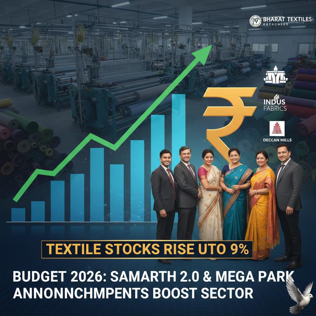 Textile Stocks Rise Up to 9% Following Budget 2026 Samarth 2.0 and Mega Park Announcements