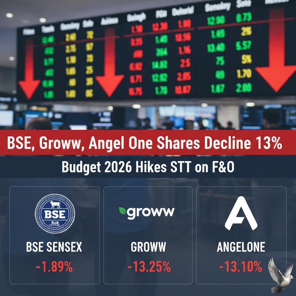 BSE, Groww, Angel One Shares Decline 13% as Budget 2026 Hikes STT on F&O