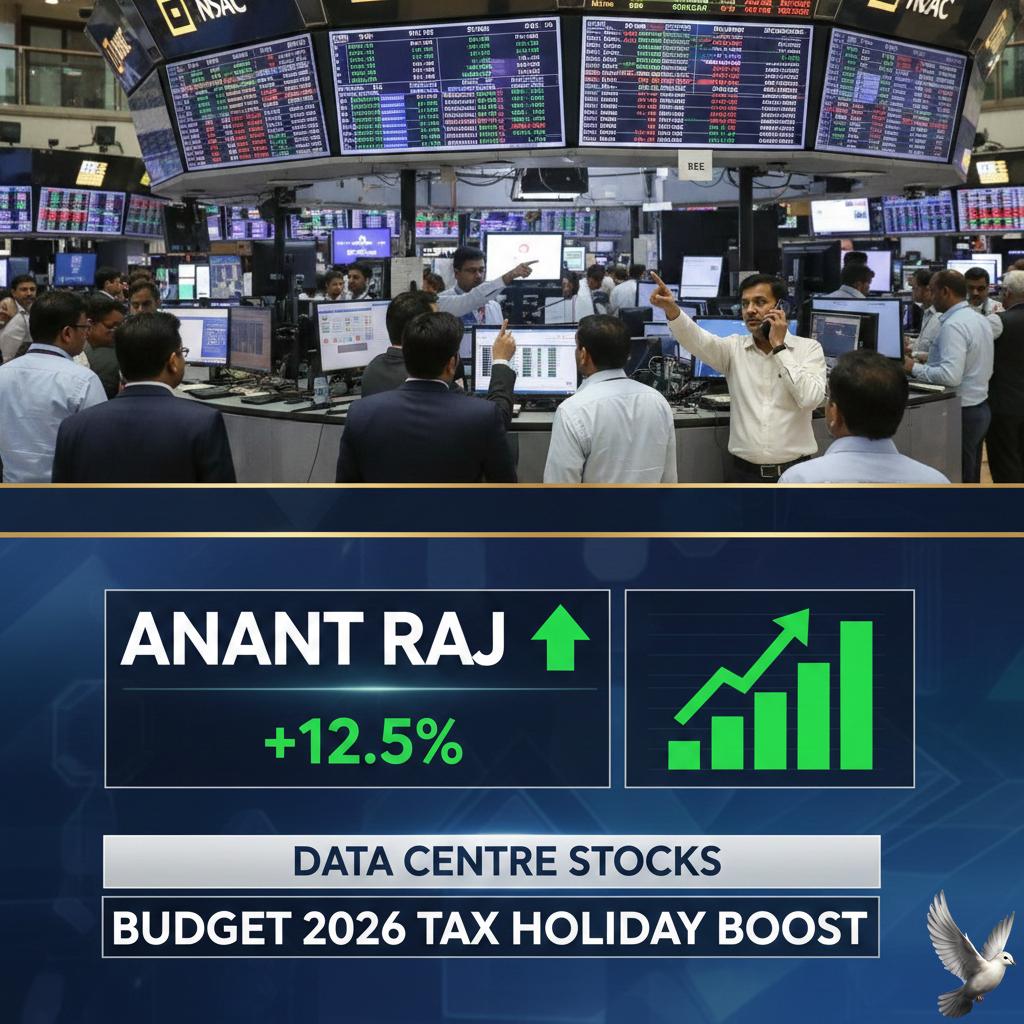 Anant Raj, Data Centre Stocks Gain on Budget 2026 Tax Holiday Announcement