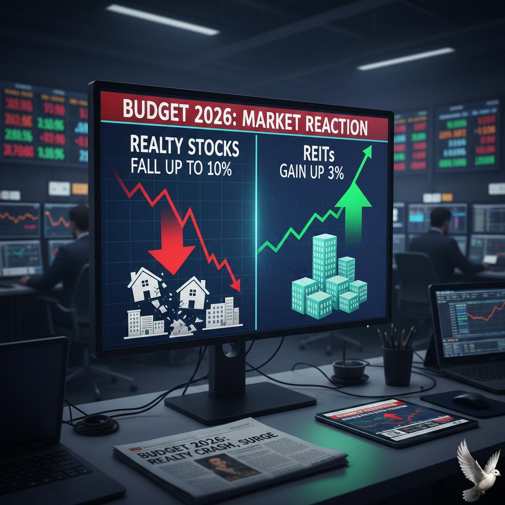 Budget 2026: Realty Stocks Fall Up to 10%, REITs Gain Up to 3%