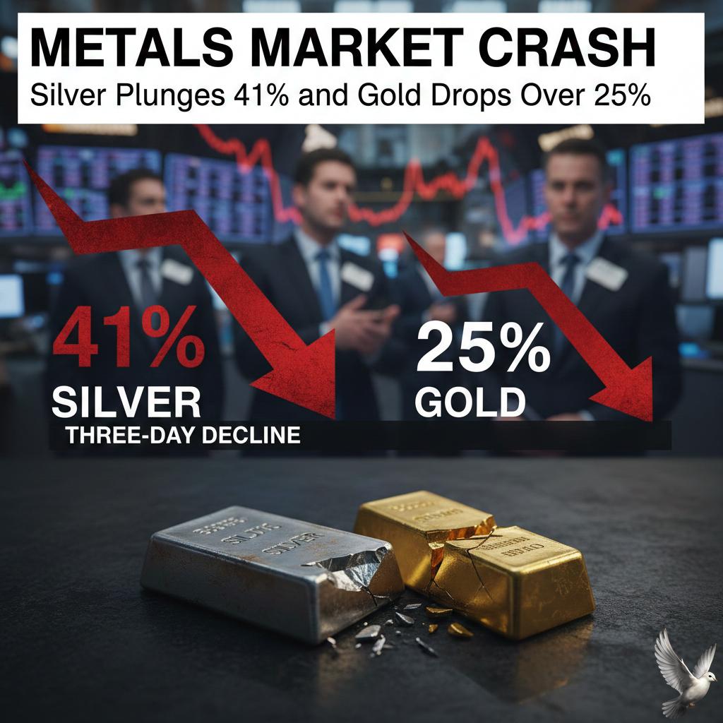 Silver Plunges 41% and Gold Drops Over 25% in Three-Day Decline