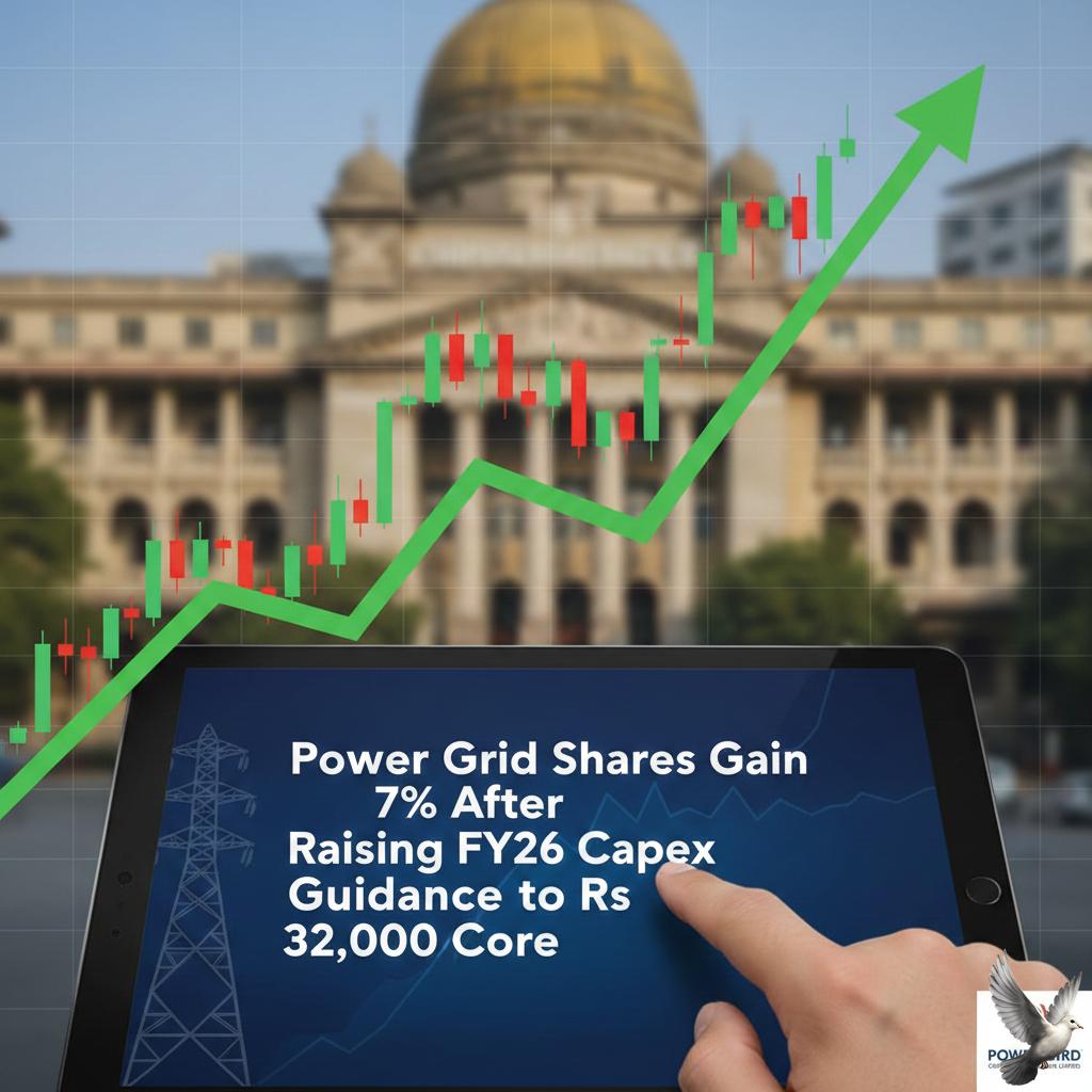 Power Grid Shares Gain 7% After Raising FY26 Capex Guidance to Rs 32,000 Crore