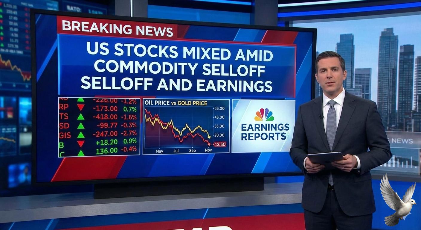 US Stocks Mixed Amid Commodity Selloff and Earnings