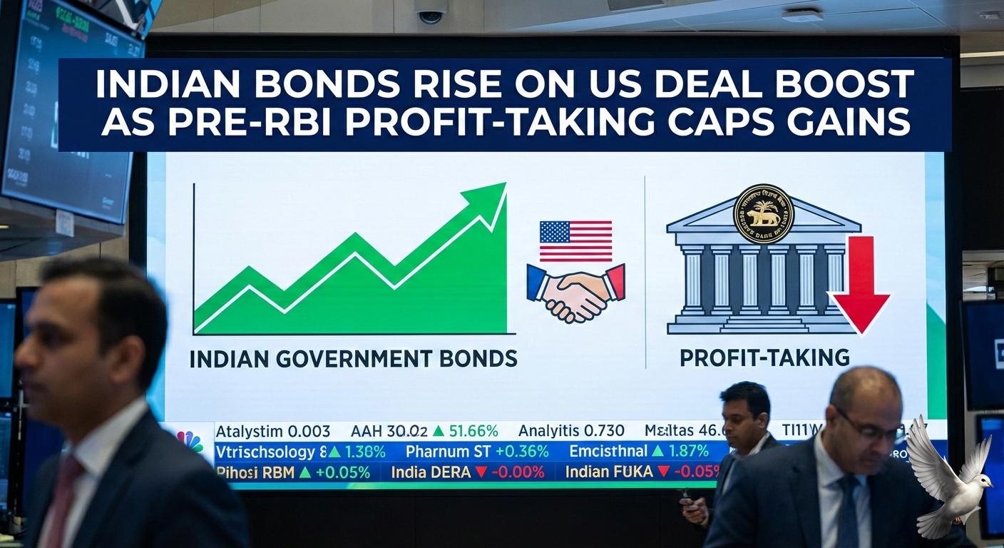 Indian Bonds Rise on US Deal Boost as Pre-RBI Profit-Taking Caps Gains