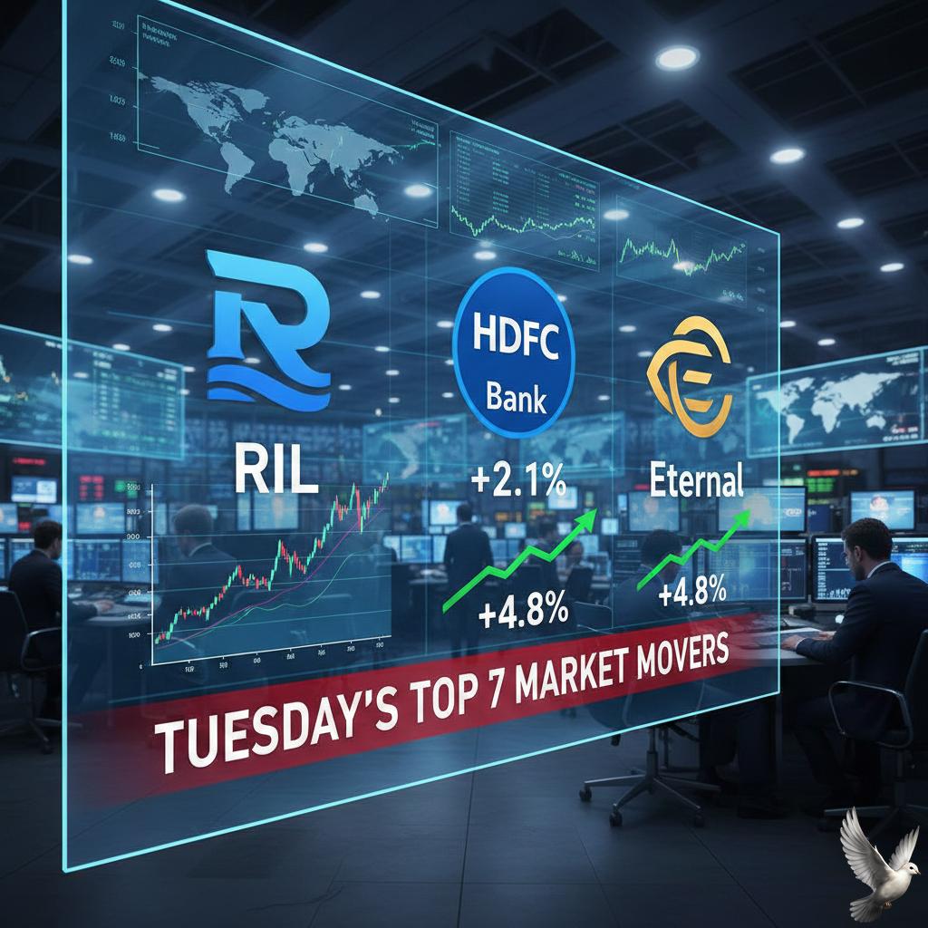 RIL, HDFC Bank, and Eternal Among Tuesday's Top 7 Market Movers