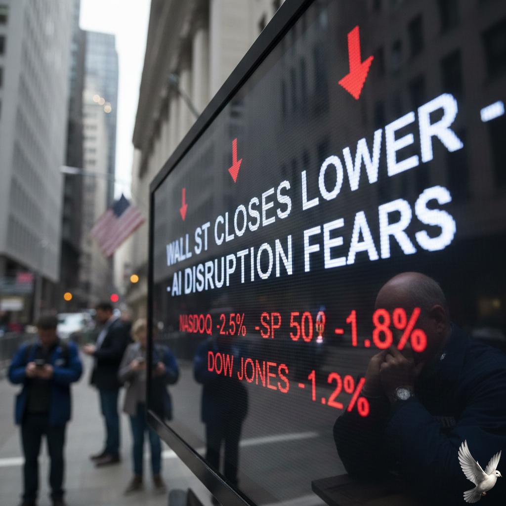 Wall Street Closes Lower Amid Concerns Over AI Disruption