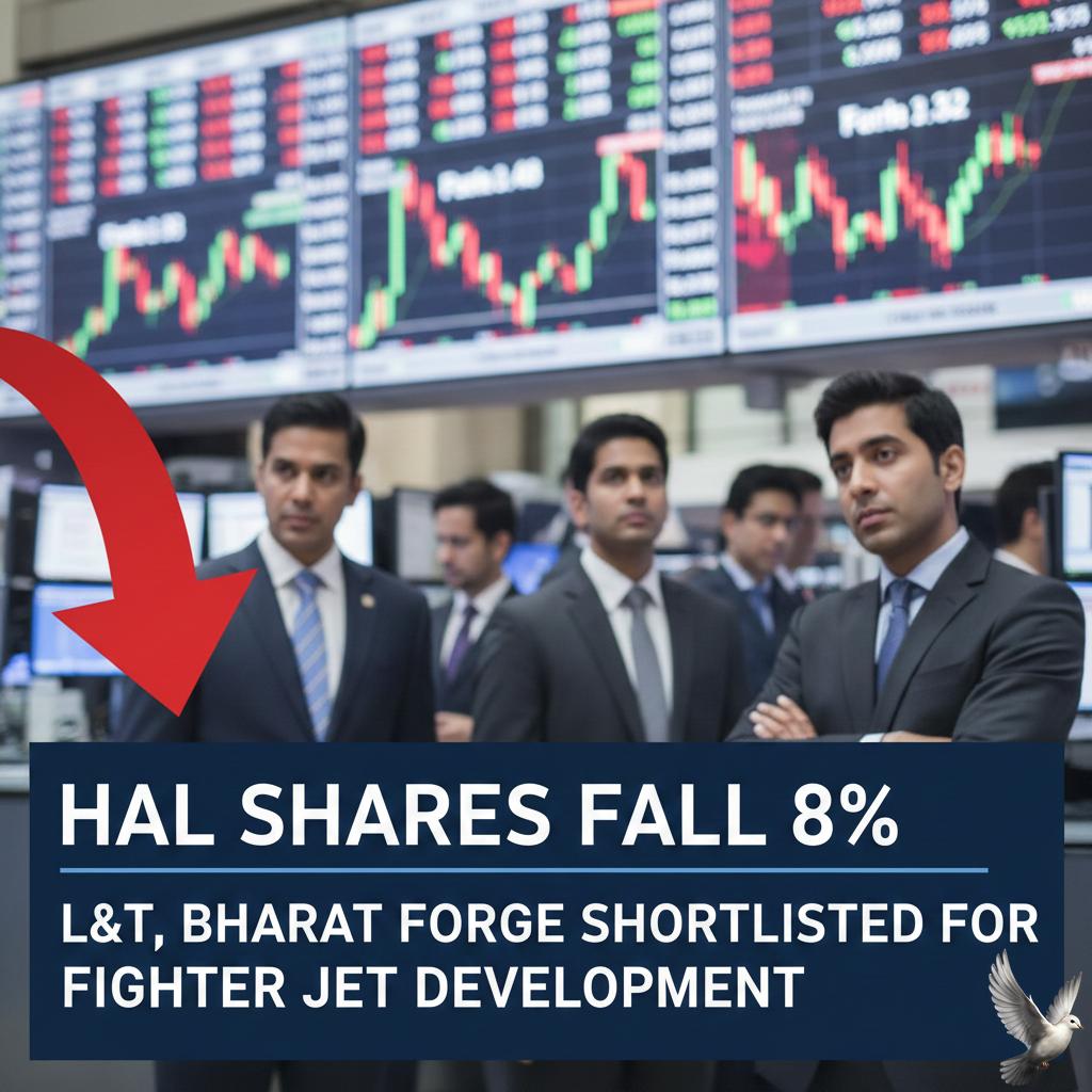 HAL Shares Fall 8% After L&T, Bharat Forge Shortlisted for Fighter Jet Development