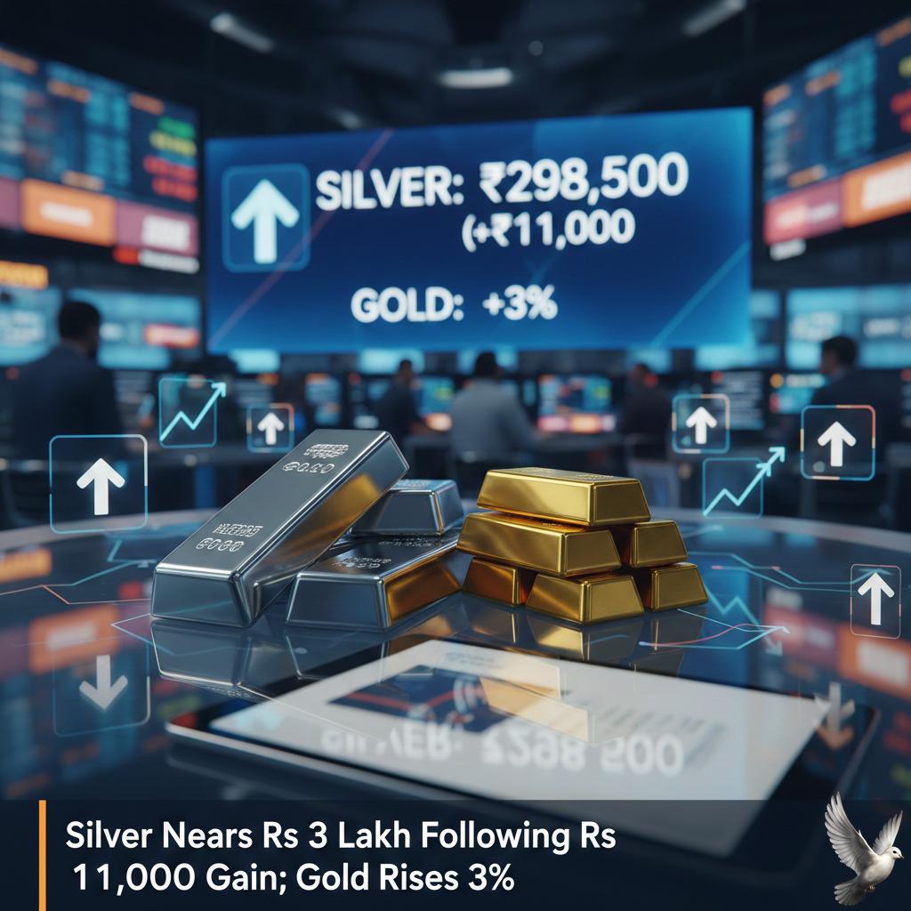 Silver Nears Rs 3 Lakh Following Rs 11,000 Gain; Gold Rises 3%