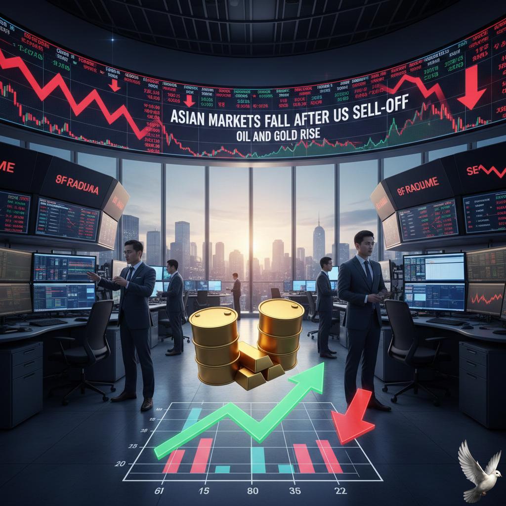 Asian Markets Fall After US Sell-off; Oil and Gold Rise