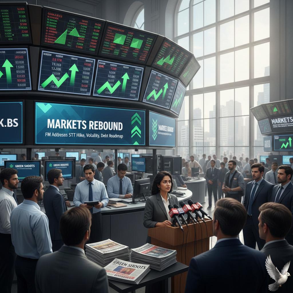 Markets Rebound as FM Addresses STT Hike, Volatility, and Debt Roadmap