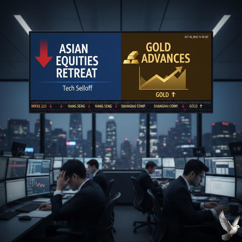 Asian Equities Retreat Amid Tech Selloff as Gold Advances