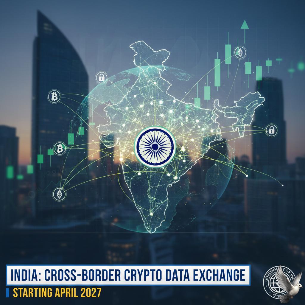 India to Implement Cross-Border Crypto Data Exchange Starting April 2027