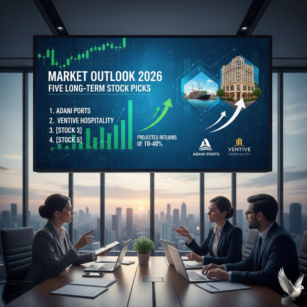 Market Outlook 2026: Five Long-Term Stock Picks Including Adani Ports and Ventive Hospitality With Projected Returns of 10-40%