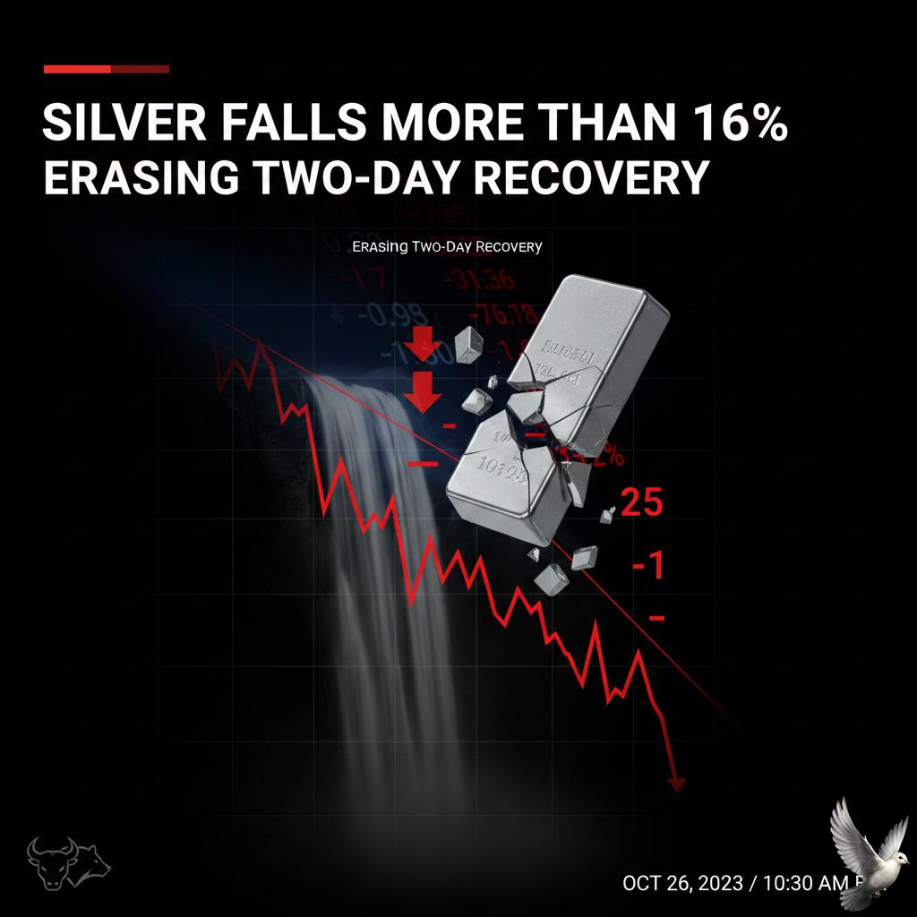 Silver Falls More Than 16%, Erasing Two-Day Recovery