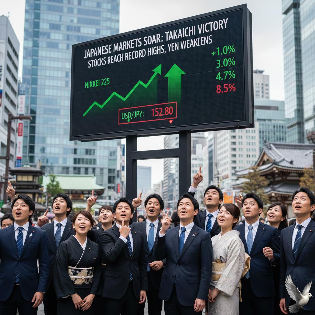 Japanese Markets React to Takaichi Election Victory as Stocks Reach Record and Yen Weakens