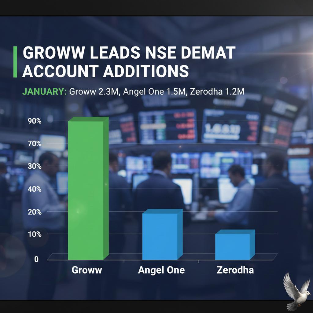 Groww Leads NSE Demat Account Additions Over Angel One and Zerodha in January