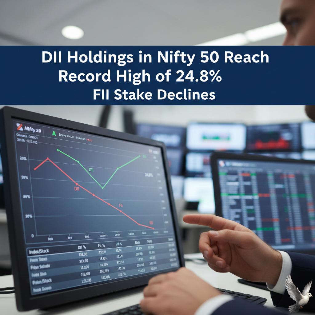 DII holdings in Nifty 50 reach record high of 24.8% as FII stake declines