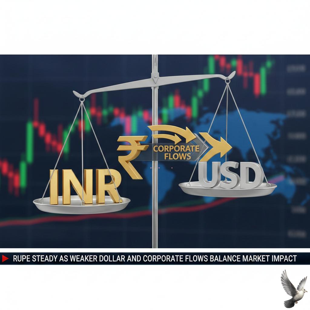 Rupee steady as weaker dollar and corporate flows balance market impact