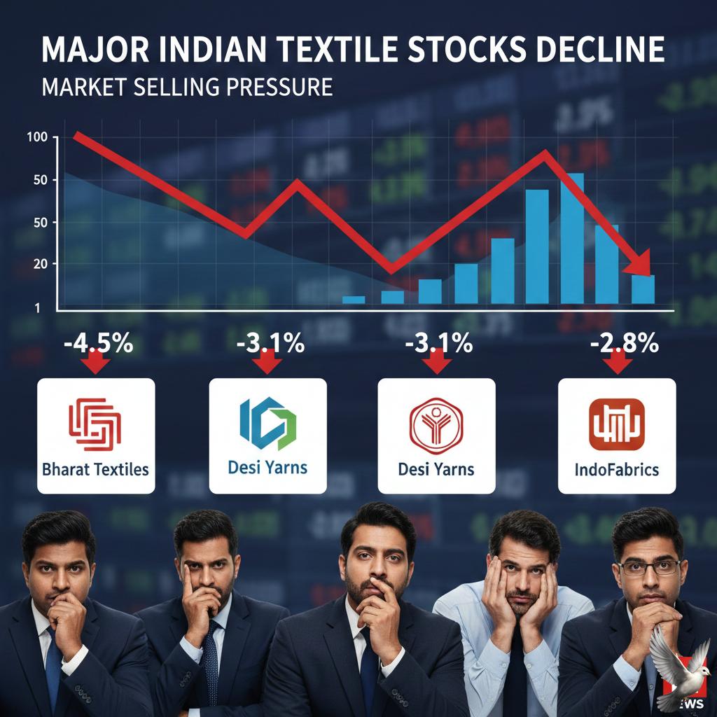 Major Indian Textile Stocks Decline Amid Market Selling Pressure