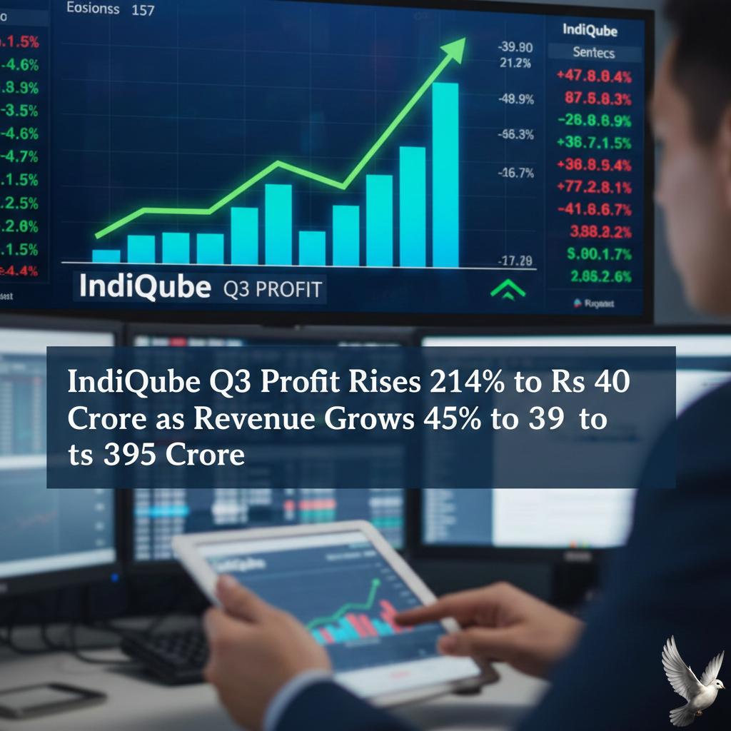 IndiQube Q3 Profit Rises 214% to Rs 40 Crore as Revenue Grows 45% to Rs 395 Crore