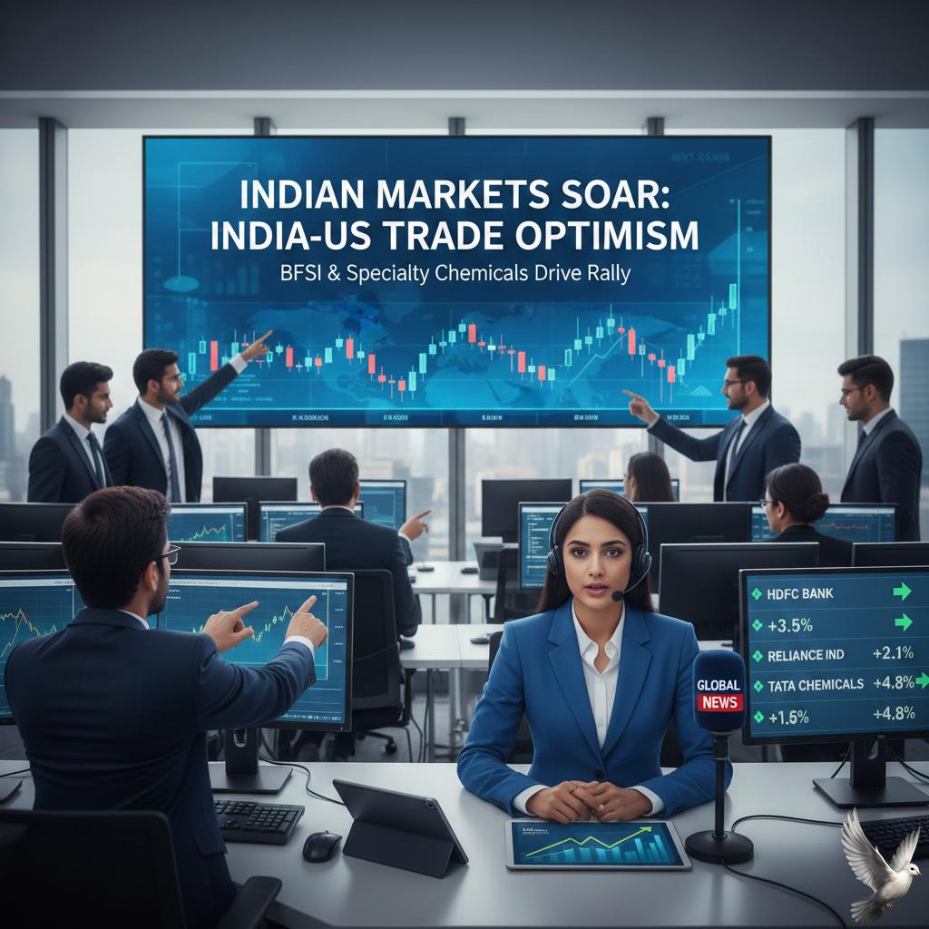 Indian Markets Rise Following India-US Trade Developments; BFSI and Specialty Chemicals Lead Gains