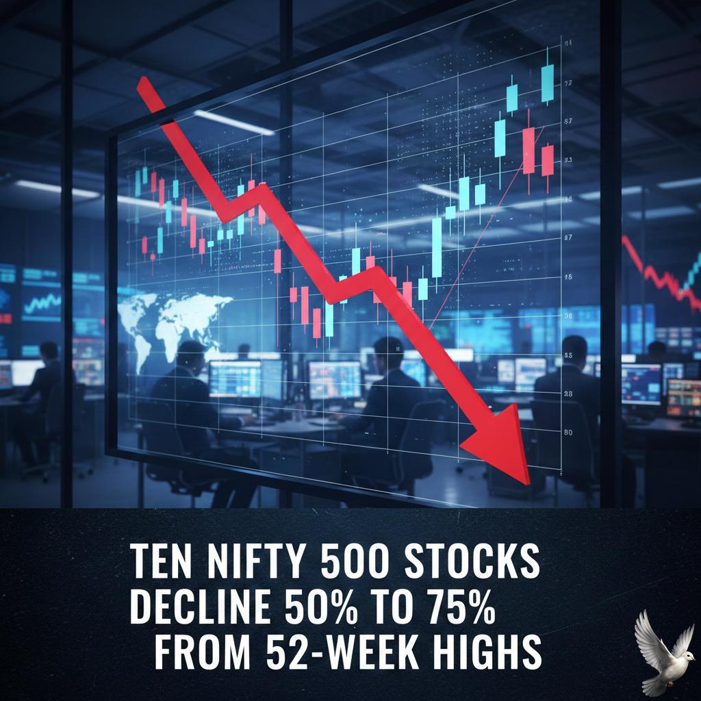 Ten Nifty 500 Stocks Decline 50% to 75% From 52-Week Highs