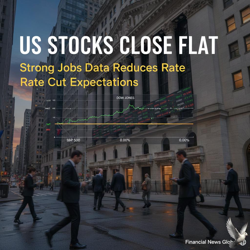 US Stocks Close Flat as Strong Jobs Data Reduces Rate Cut Expectations