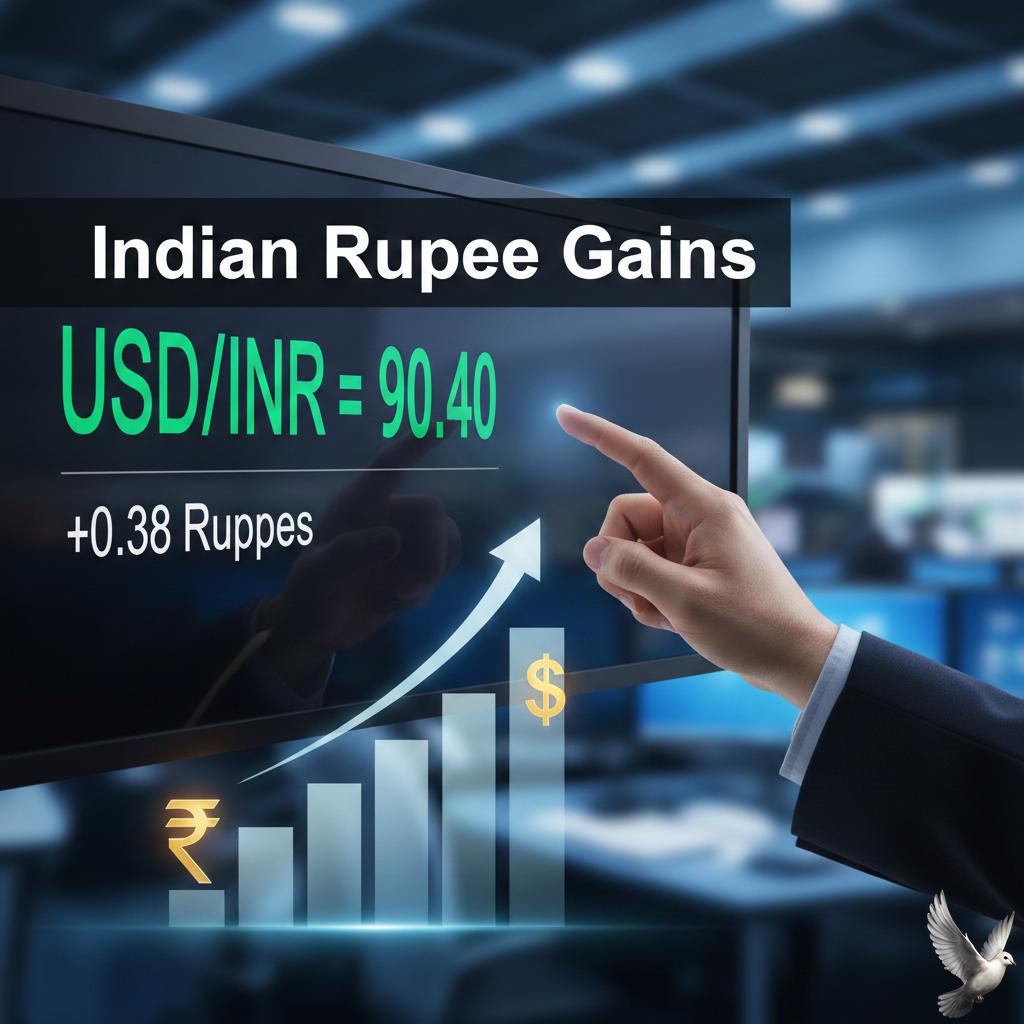 Indian Rupee Gains 38 Paise to 90.40 Against US Dollar
