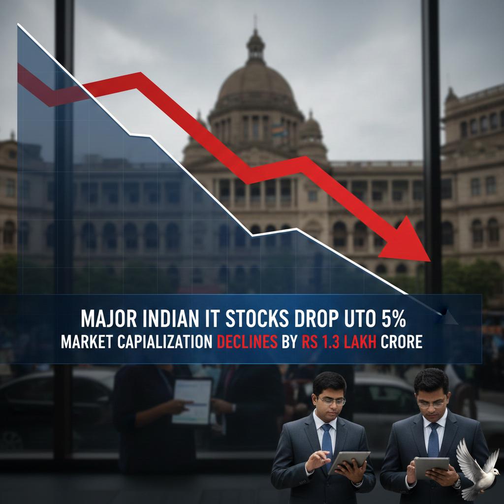Major Indian IT Stocks Drop Up to 5% as Market Capitalization Declines by Rs 1.3 Lakh Crore