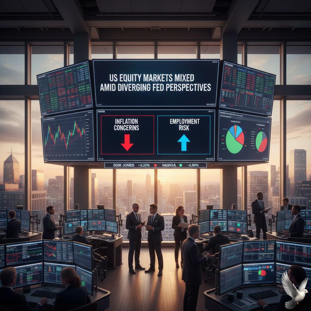 US Equity Markets Mixed Amid Diverging Fed Perspectives on Inflation and Employment Risk