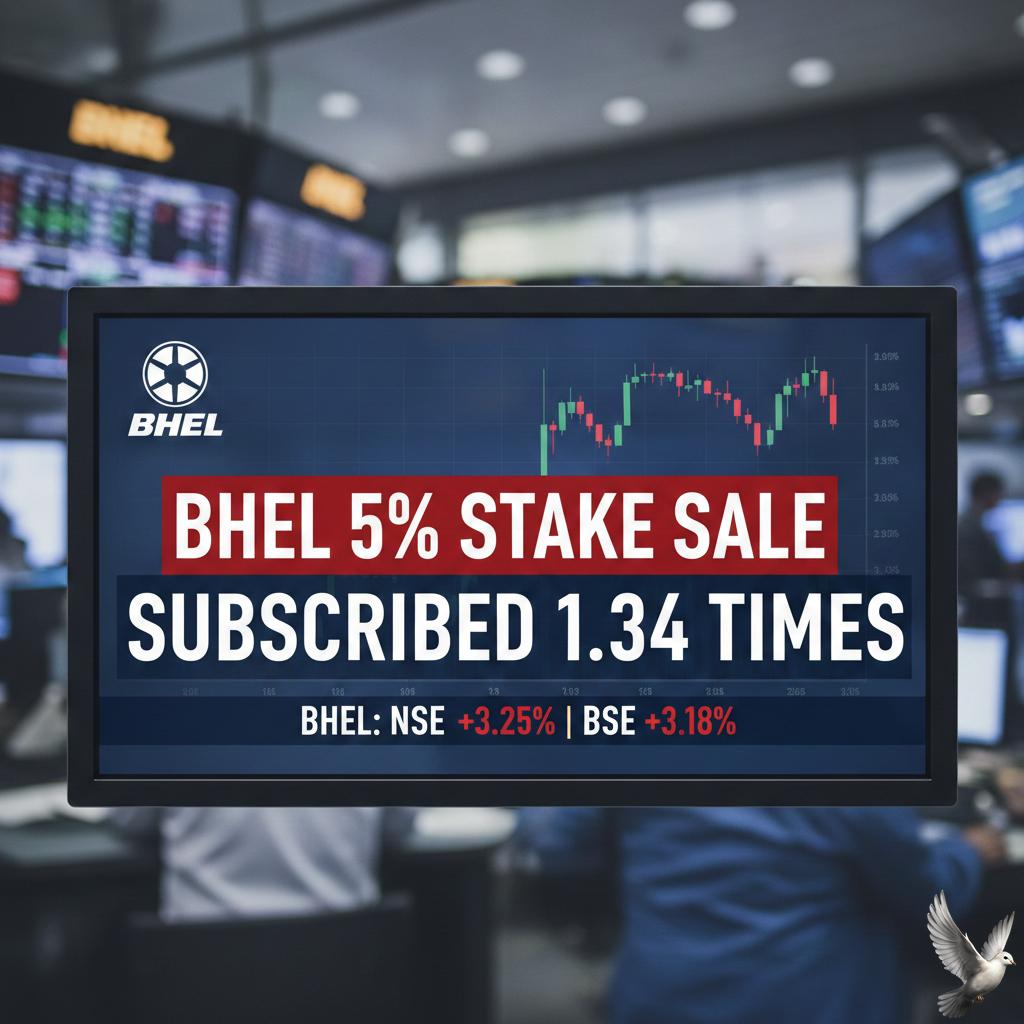 BHEL 5% Stake Sale Subscribed 1.34 Times