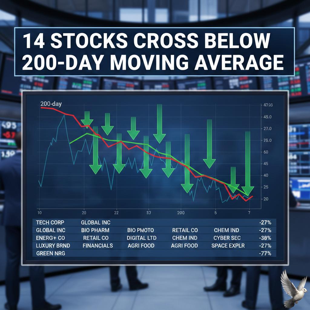 14 Stocks Cross Below 200-Day Moving Average