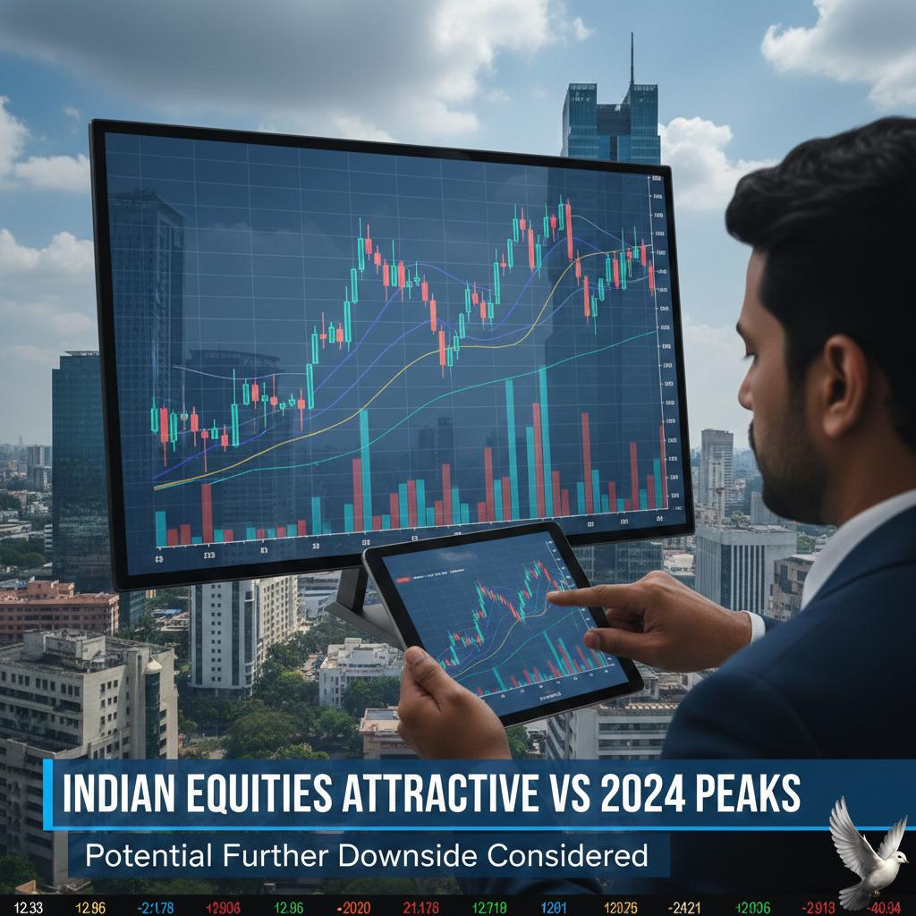 Indian Equities Viewed as Attractive Relative to 2024 Peaks Despite Potential Further Downside