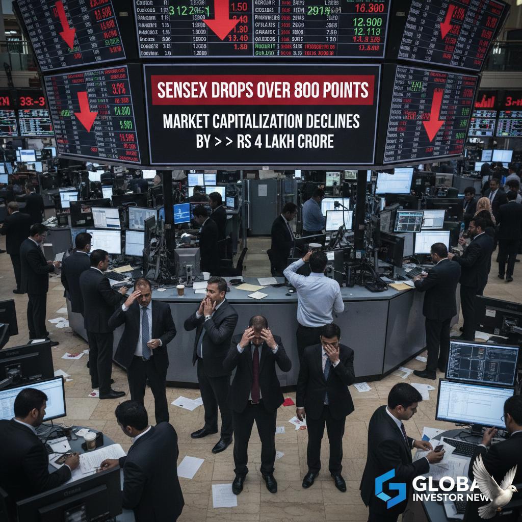 Sensex Drops Over 800 Points as Market Capitalization Declines by More Than Rs 4 Lakh Crore