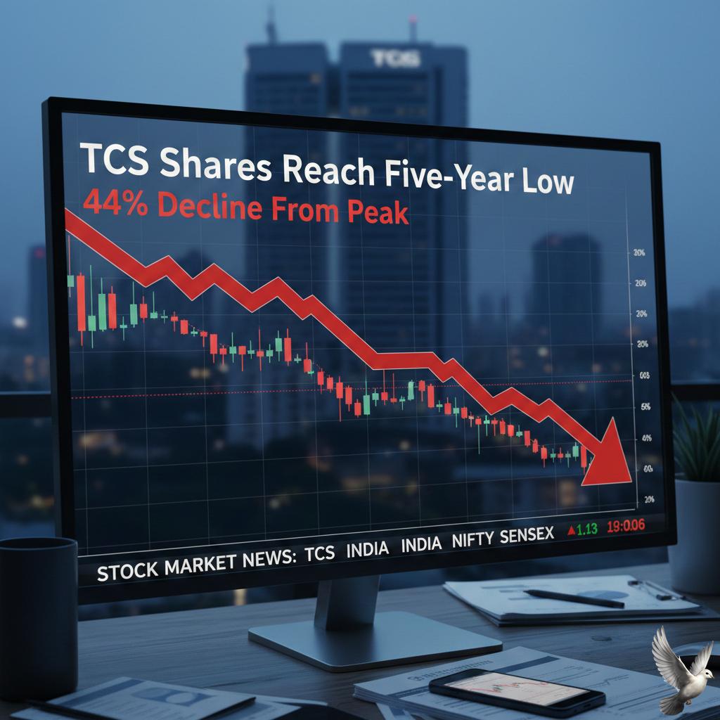 TCS Shares Reach Five-Year Low Following 44% Decline From Peak