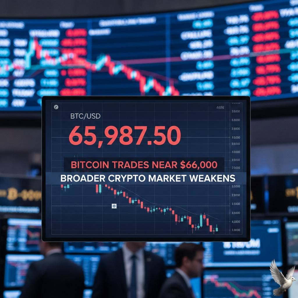Bitcoin trades near $66,000 as broader crypto market weakens