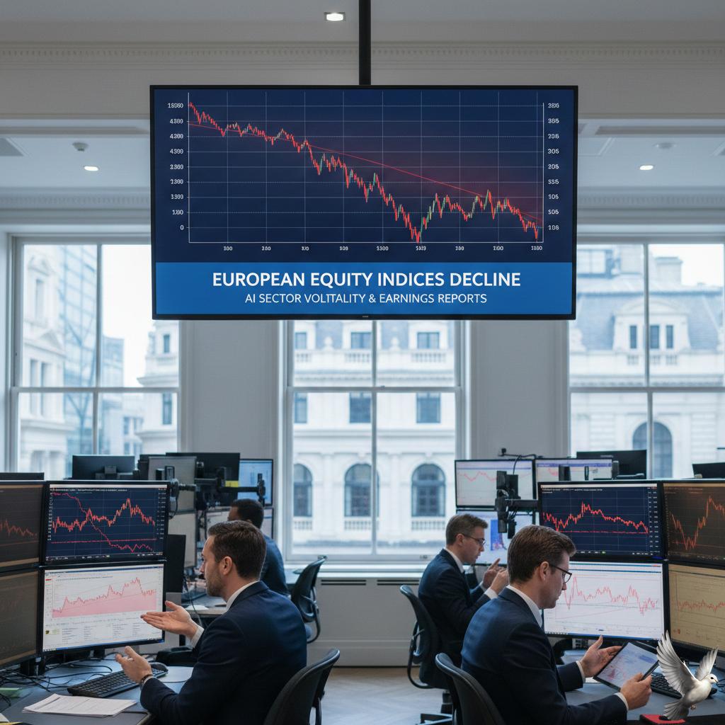 European Equity Indices Decline Amid AI Sector Volatility and Corporate Earnings Reports