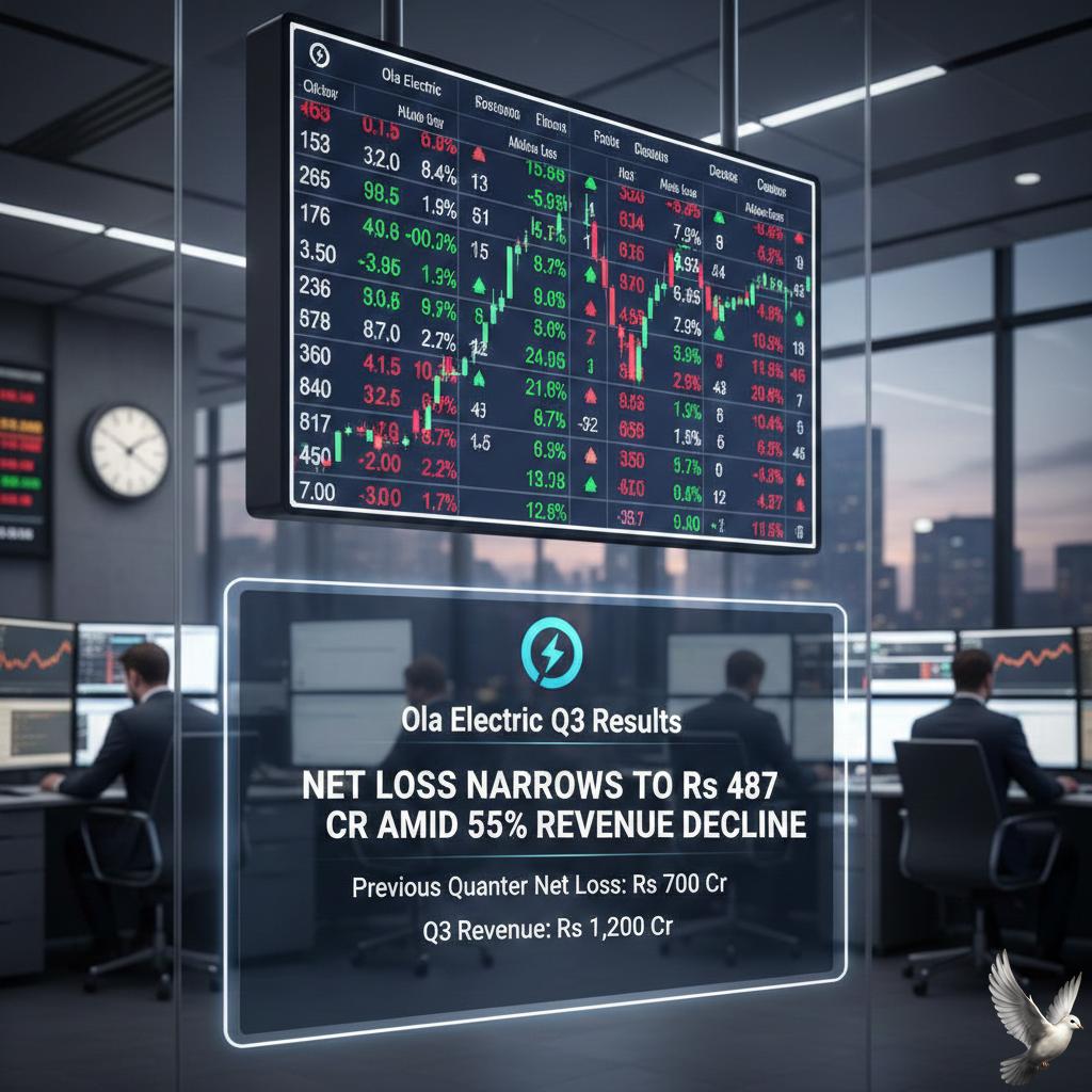 Ola Electric Q3 Results: Net Loss Narrows to Rs 487 Crore Amid 55% Revenue Decline