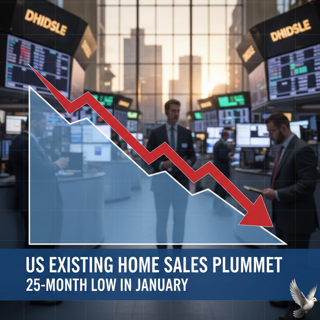 US existing home sales reached a 25-month low in January
