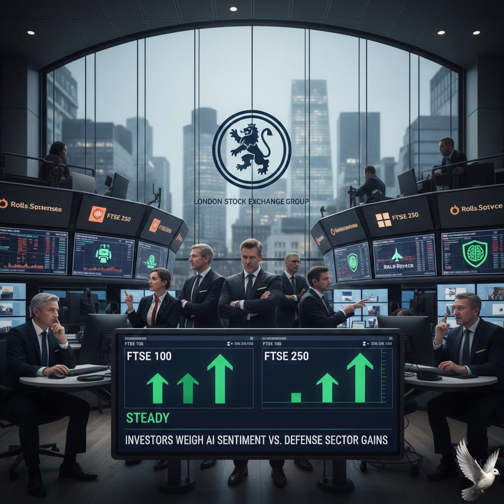 FTSE 100 and 250 Steady as Investors Weigh AI Sentiment Against Defense Sector Gains