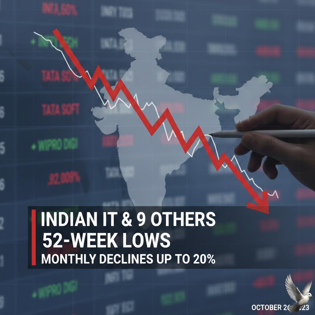 Indian IT Stocks and Nine Others Reach 52-Week Lows Following Monthly Declines of Up to 20%